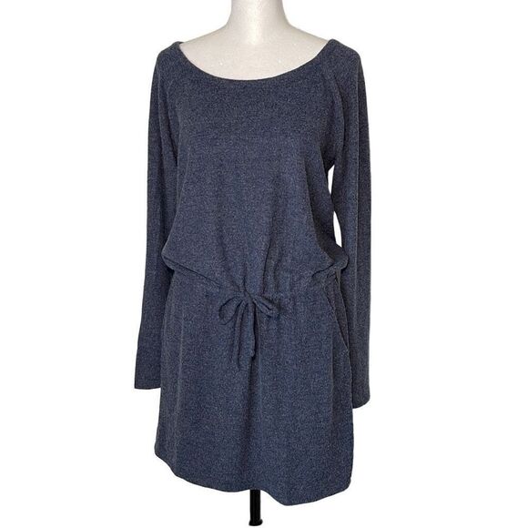 Chaser Womens Long Sleeve Dress‎ Tie Waist Criss Cross Back Blue Size Medium NWT - Picture 1 of 10